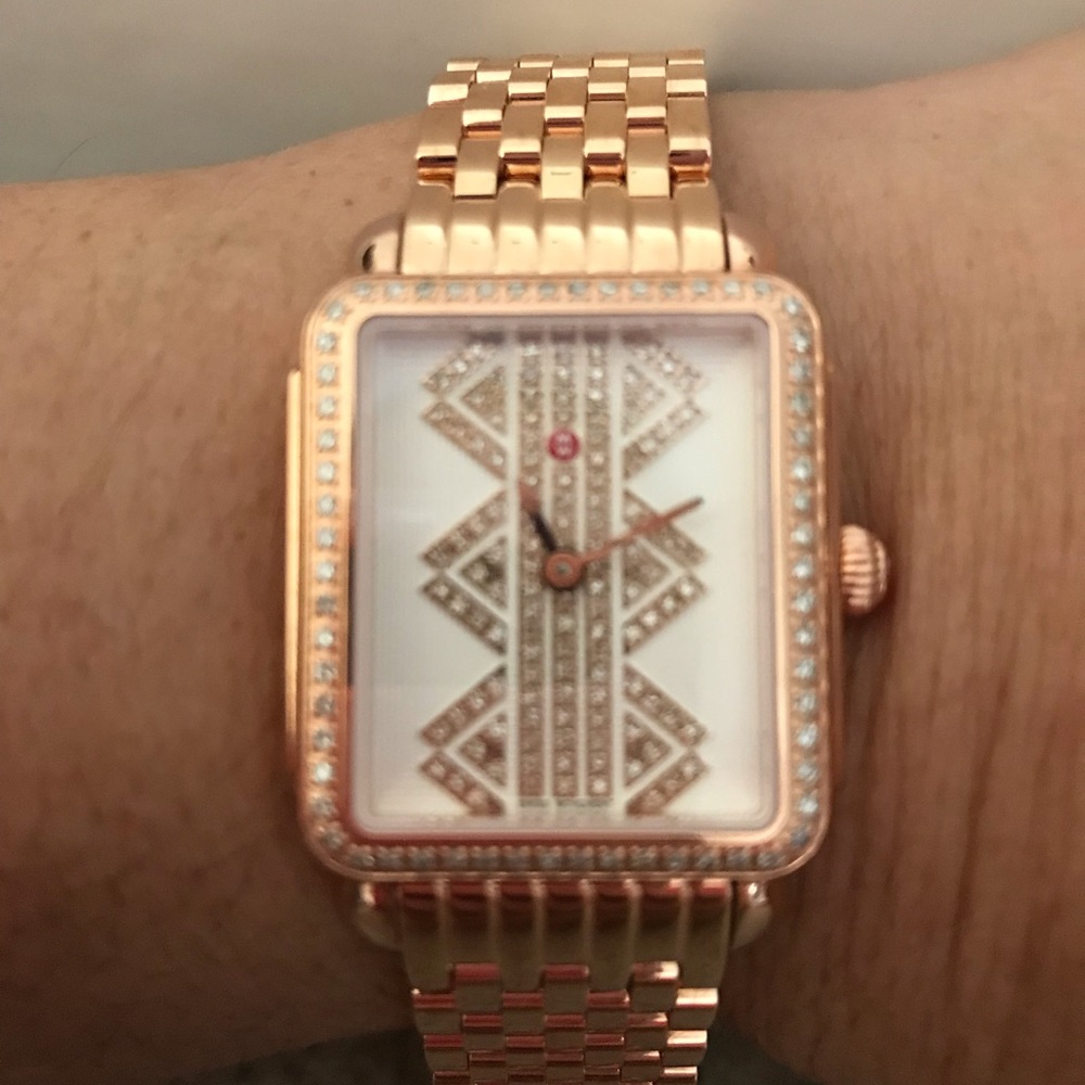 MICHELE DECO II MID ART ROSE GOLD DIAMOND WATCH